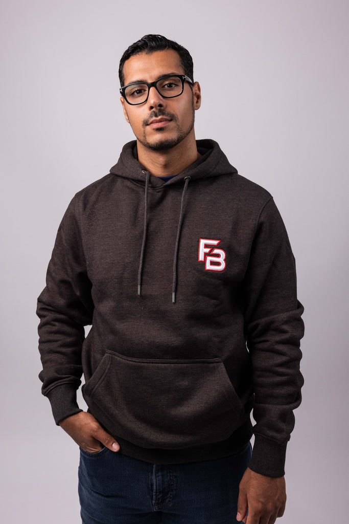 FB Patch Hoodie Charcoal/Rot