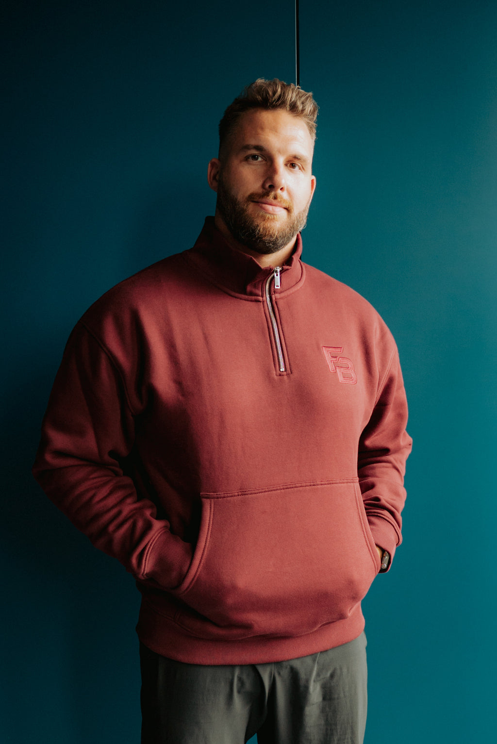 FB 1/4 Zip Bordeaux