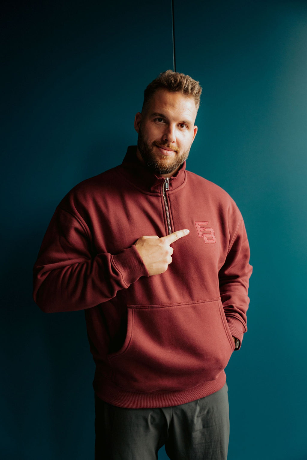 FB 1/4 Zip Bordeaux
