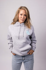 FB Patch Hoodie Heather Grey/Hellblau