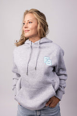 FB Patch Hoodie Heather Grey/Hellblau